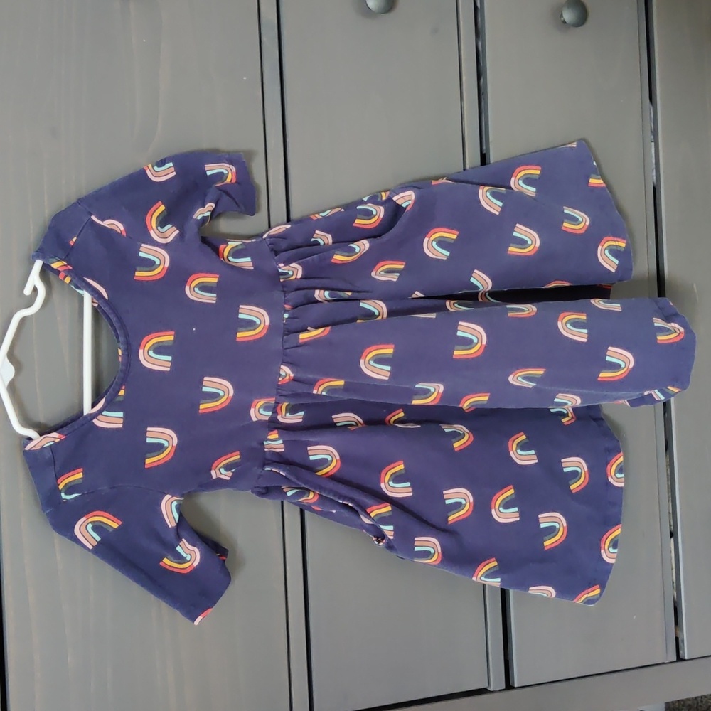 Hanna Andersson navy rainbow dress girls 5